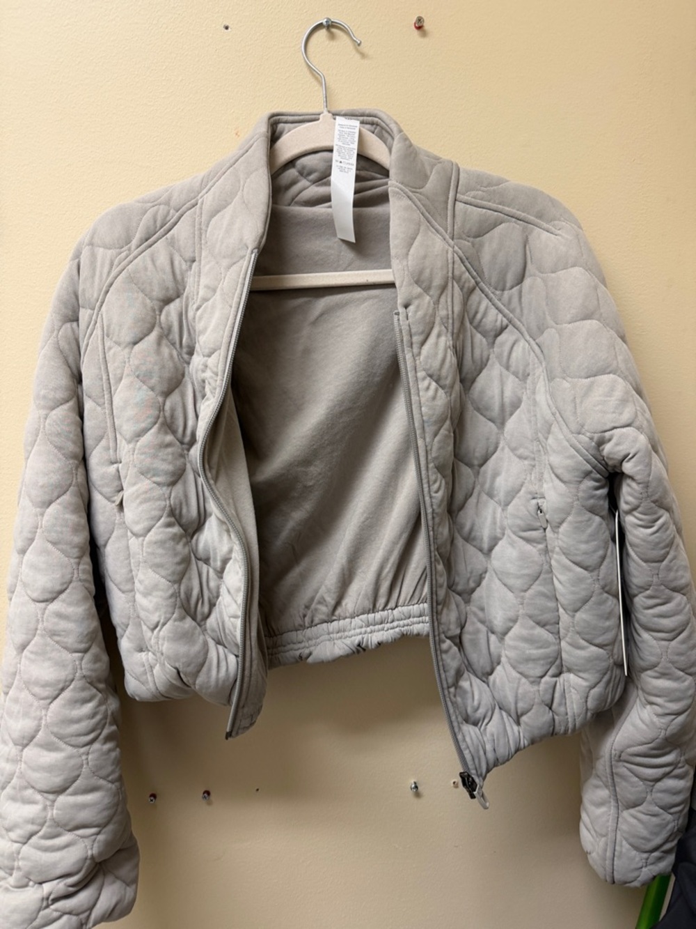 lululemon athletica Quilted Cropped Bomber Jacket in Light Gray